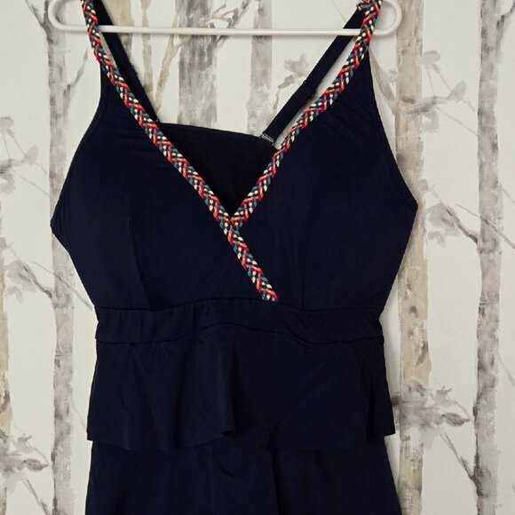 Lane Bryant Swim By Cacique V-Neck Rainbow Detail Ruffle Bathing Suit Top Size22 - Picture 1 of 7